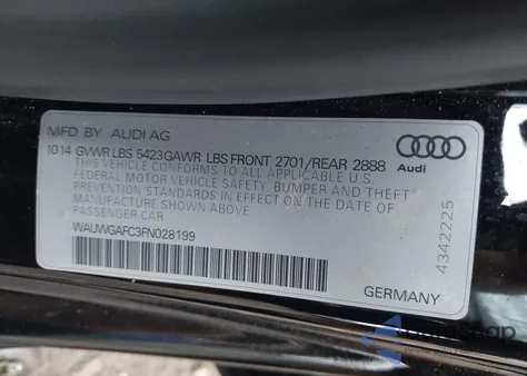 2015 Audi A7 3.0T Premium Plus from USA, damaged, VIN WAUWGAFC3FN028199